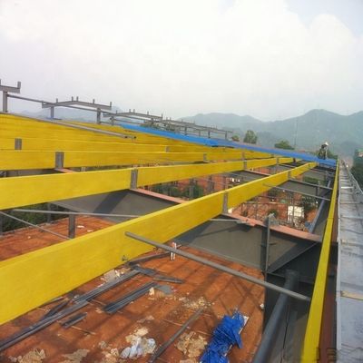 Grasa de 6 m de largo GRP FRP de plástico Purlin para el panel de techo marco de apoyo de alta capacidad de carga